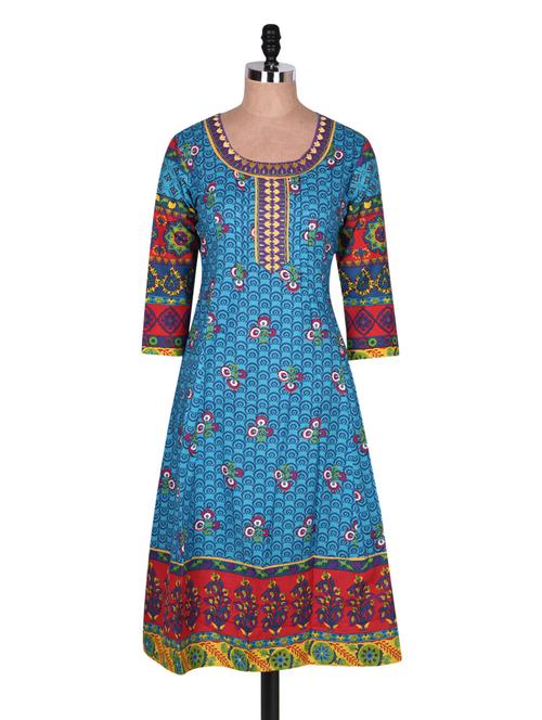 Quarter Sleeve Round Neck Printed Kurta - Prakhya