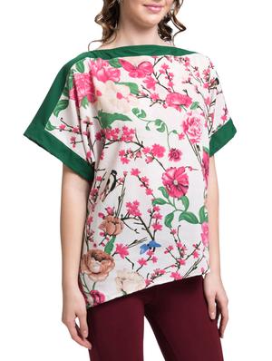 white floral printed straight cut boxy top - 9692520 - Standard Image - 2