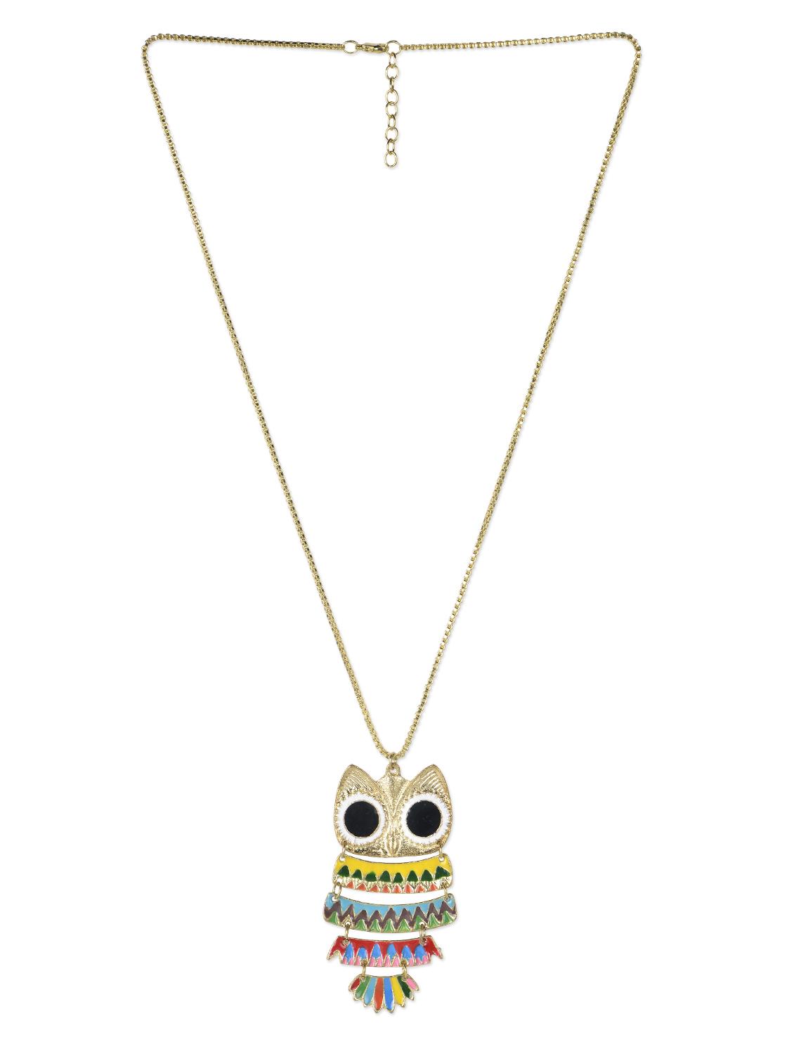 colorful owl necklace with golden chain - 969422 - Zoom Image - 2