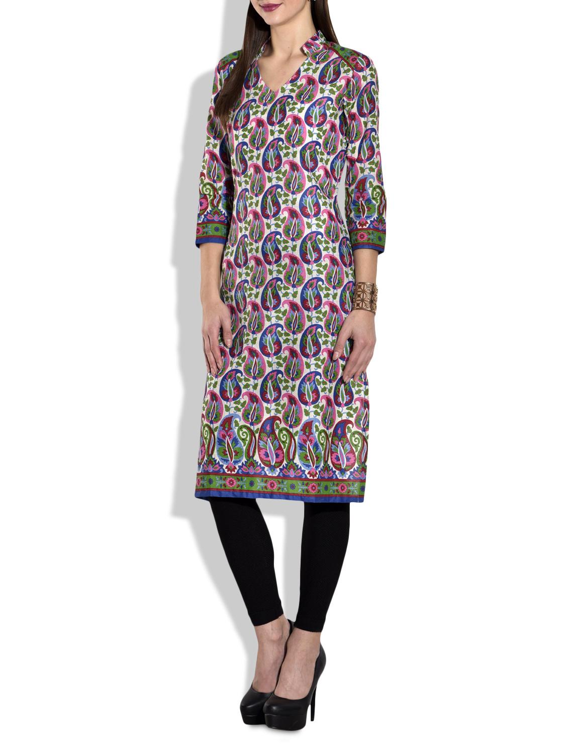 multicolored cotton printed kurta - 9696506 - Zoom Image - 2