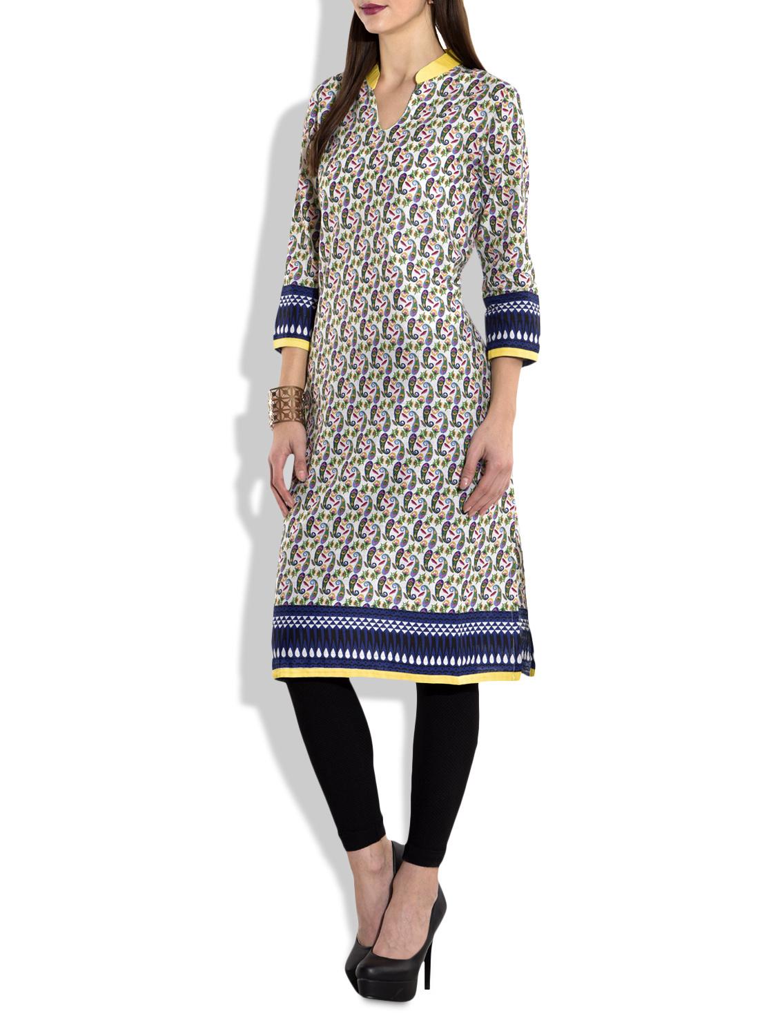multicolored cotton printed kurta - 9696507 - Zoom Image - 2