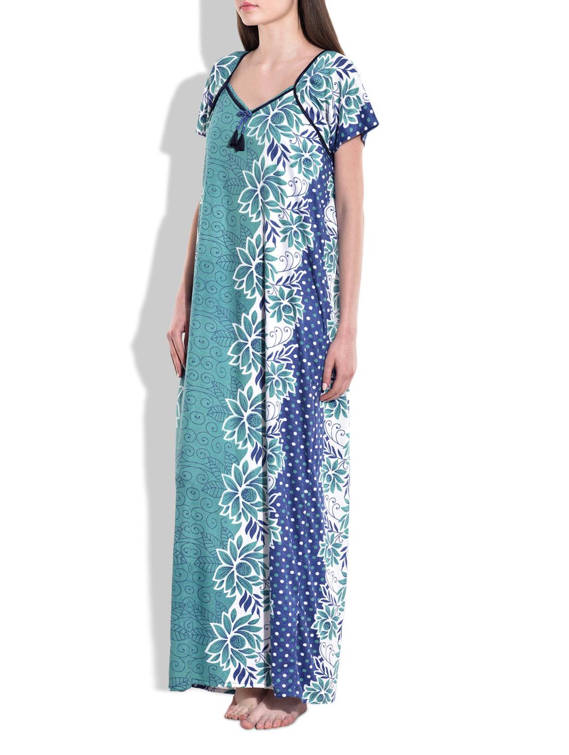 Purple,white,green Cotton spandex Knit Nighty - 9700696 - Zoom Image - 2