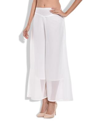 white polyester sheer palazzo - 9703599 - Standard Image - 2