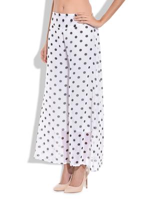 White polyester polka dots printed palazzo - 9703608 - Standard Image - 2