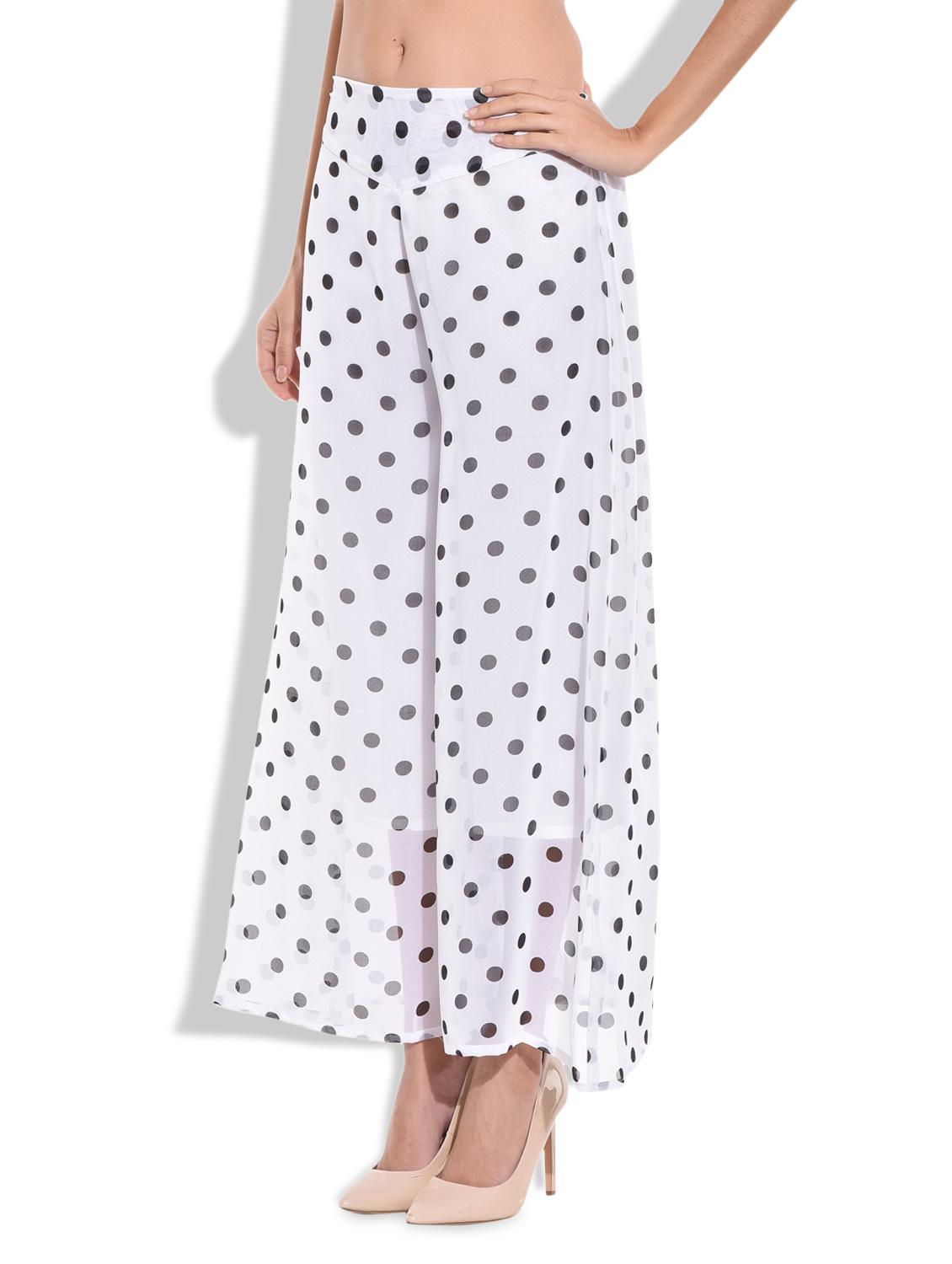 White polyester polka dots printed palazzo - 9703608 - Zoom Image - 2