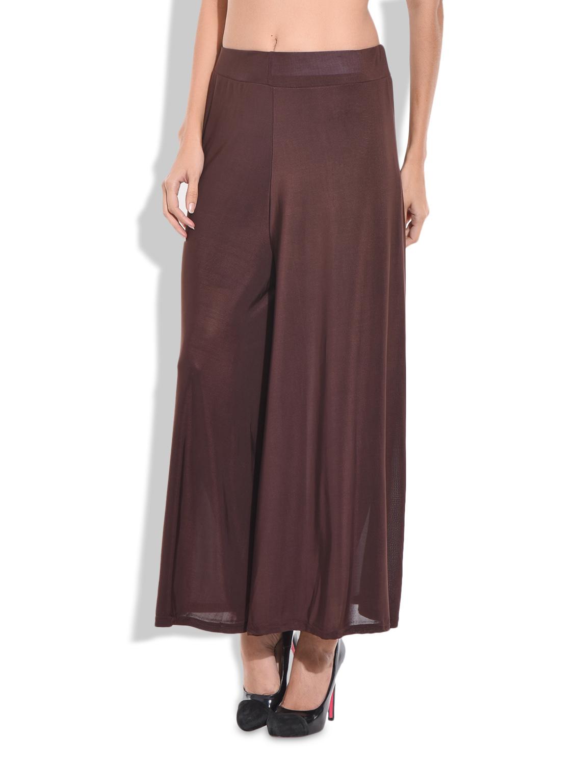 brown viscose plain palazzo - 9703620 - Zoom Image - 2