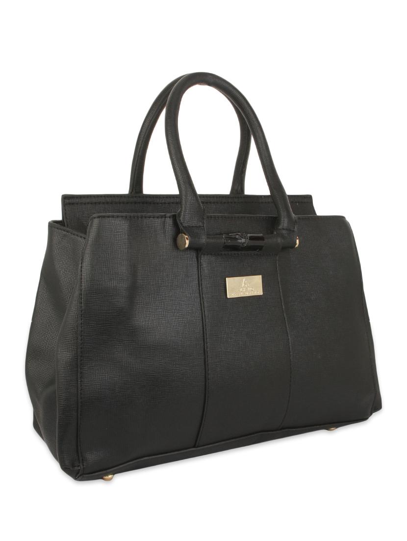 black textured faux leather handbag - 9704380 - Zoom Image - 5