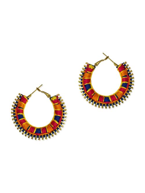 Multicolored embroidered handmade earrings - 9705436 - Very Small Image - 1