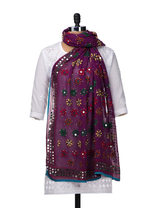Beautiful Purple Phulkari Dupatta - Vayana