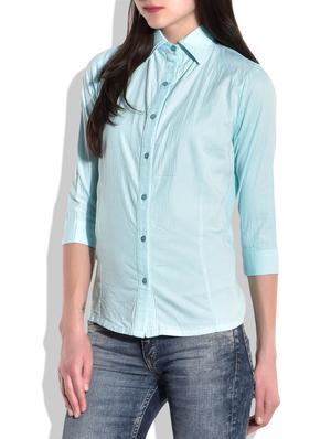 solid light blue cotton shirt - 9718026 - Standard Image - 2