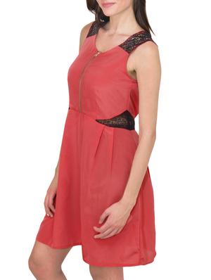 peach polycrepe laced dress - 9737362 - Standard Image - 2