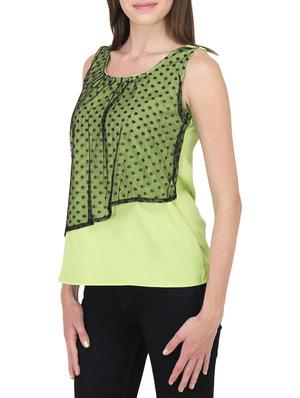 green and black georgette top - 9737437 - Standard Image - 2