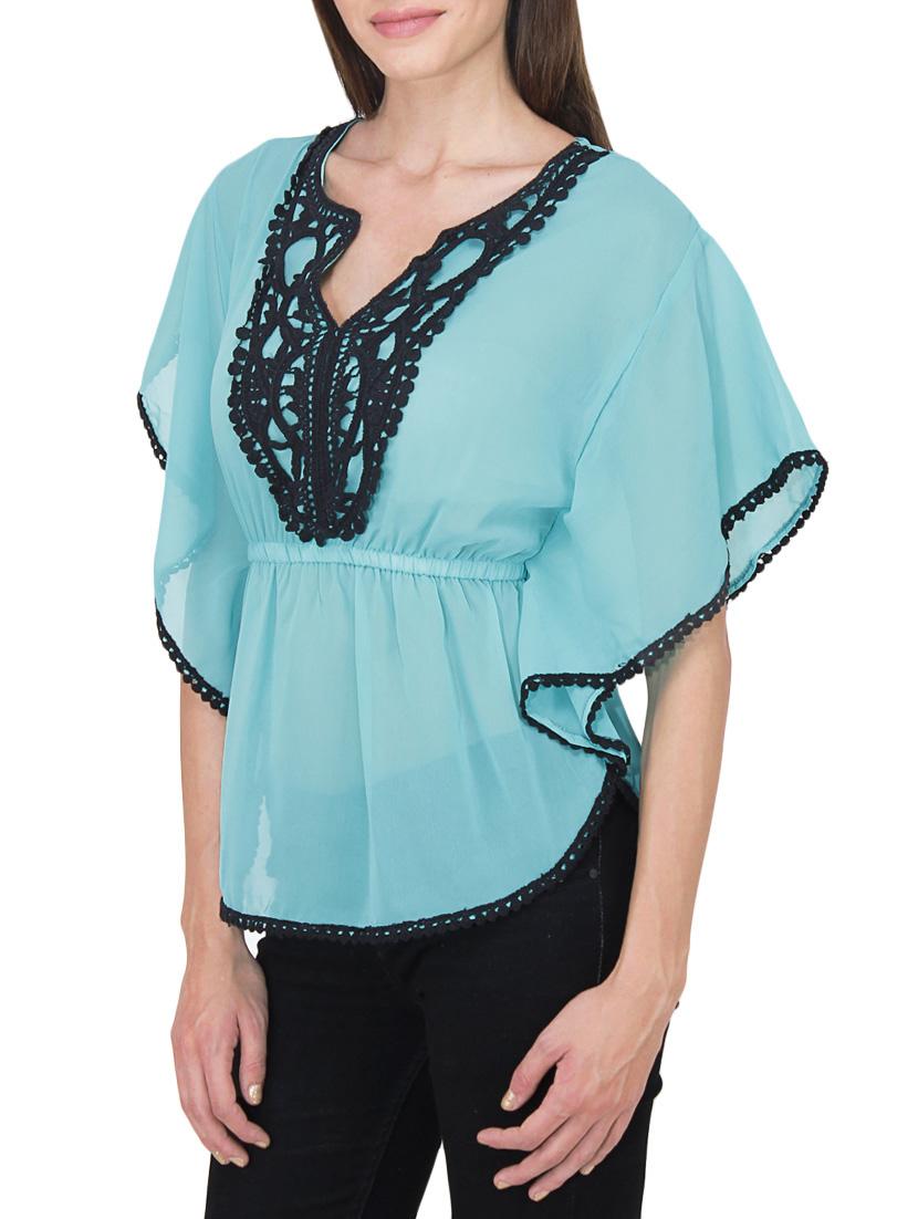 green georgette laced top - 9737454 - Zoom Image - 2