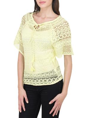 yellow net laced top - 9737464 - Standard Image - 2