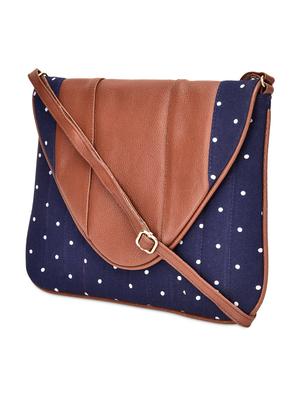 navy blue polka dotted textured sling bag - 9742770 - Standard Image - 5