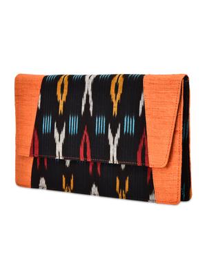 orange and black ikkat silk and cotton clutch - 9742793 - Standard Image - 5
