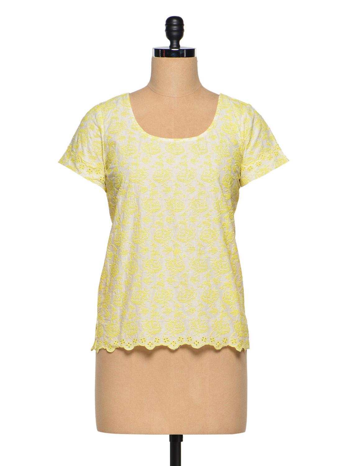 Neon Round Neck Short Sleeve Top - Aaliya Woman