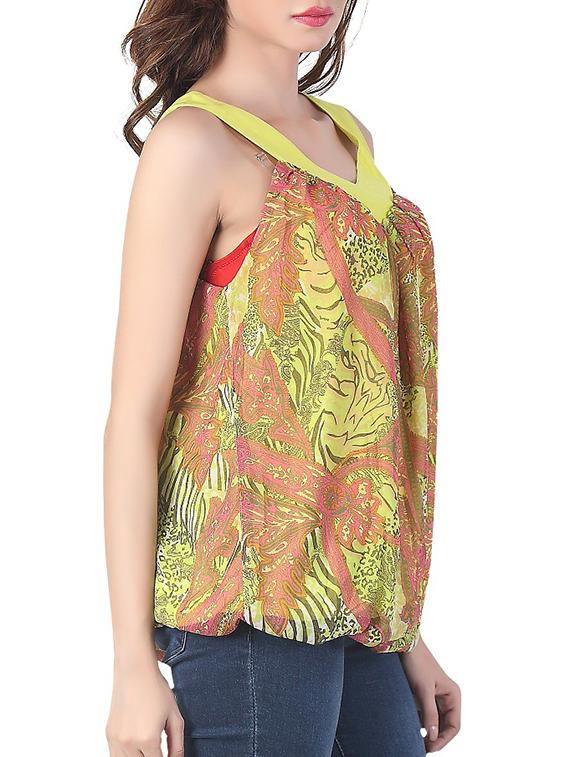 rust and yellow printed satin top - 9752215 - Zoom Image - 2