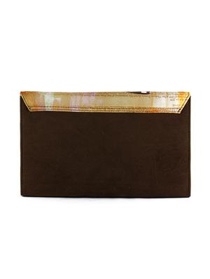 brown graphic printed clutch - 9758321 - Standard Image - 2