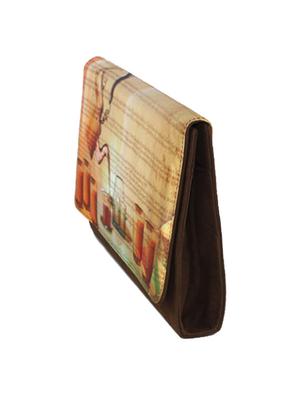 brown graphic printed clutch - 9758321 - Standard Image - 5