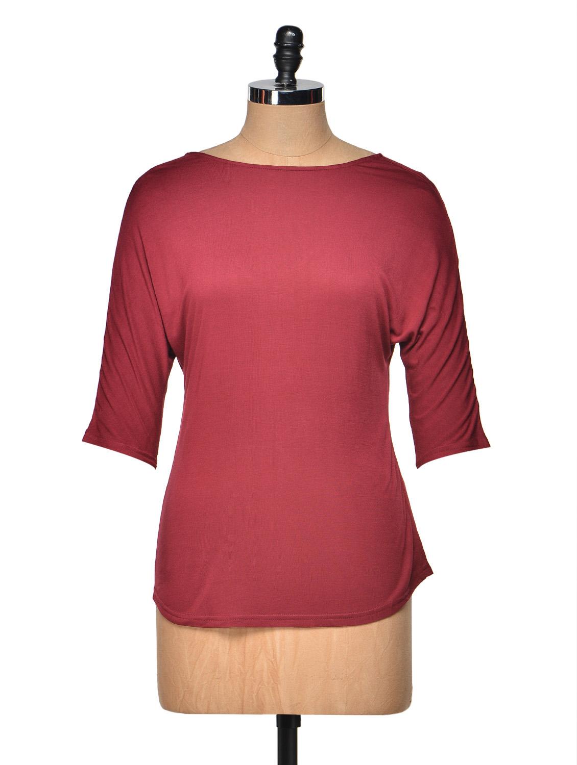 Maroon Back Bow Top - Femella