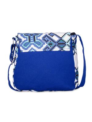 blue and white canvas printed slingbag - 9767196 - Standard Image - 2