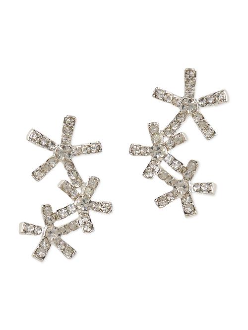 Everyday Trio Flower Crystal Studded Cluster Earrings - Fayon