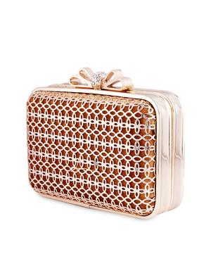 gold metal & velvet cluch - 9768594 - Standard Image - 5