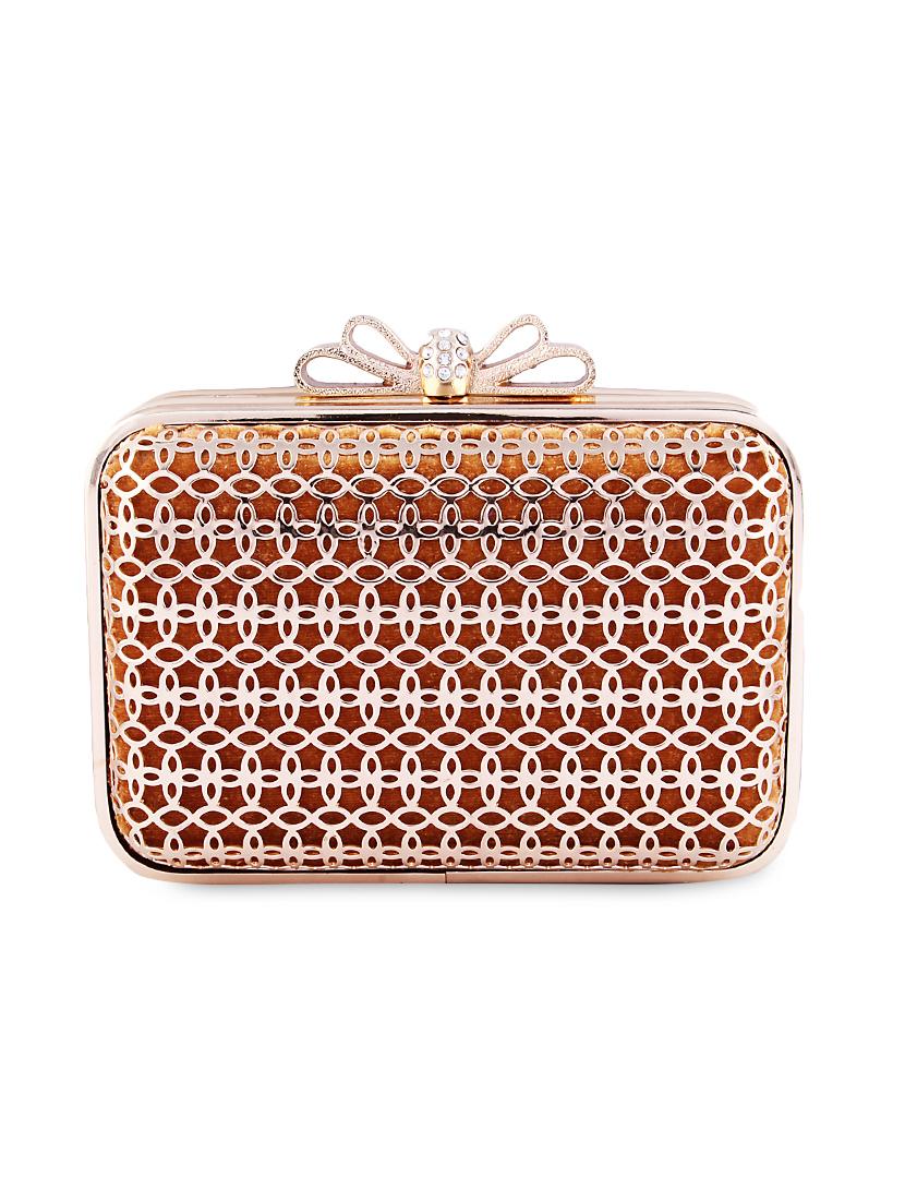 gold metal & velvet cluch - 9768594 - Zoom Image - 2