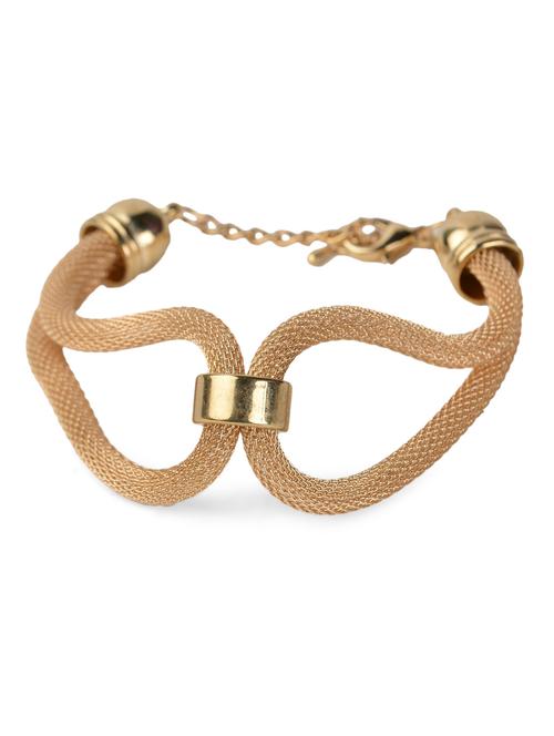 Metal Alloy Golden Wide Bangle Bracelet - Fayon