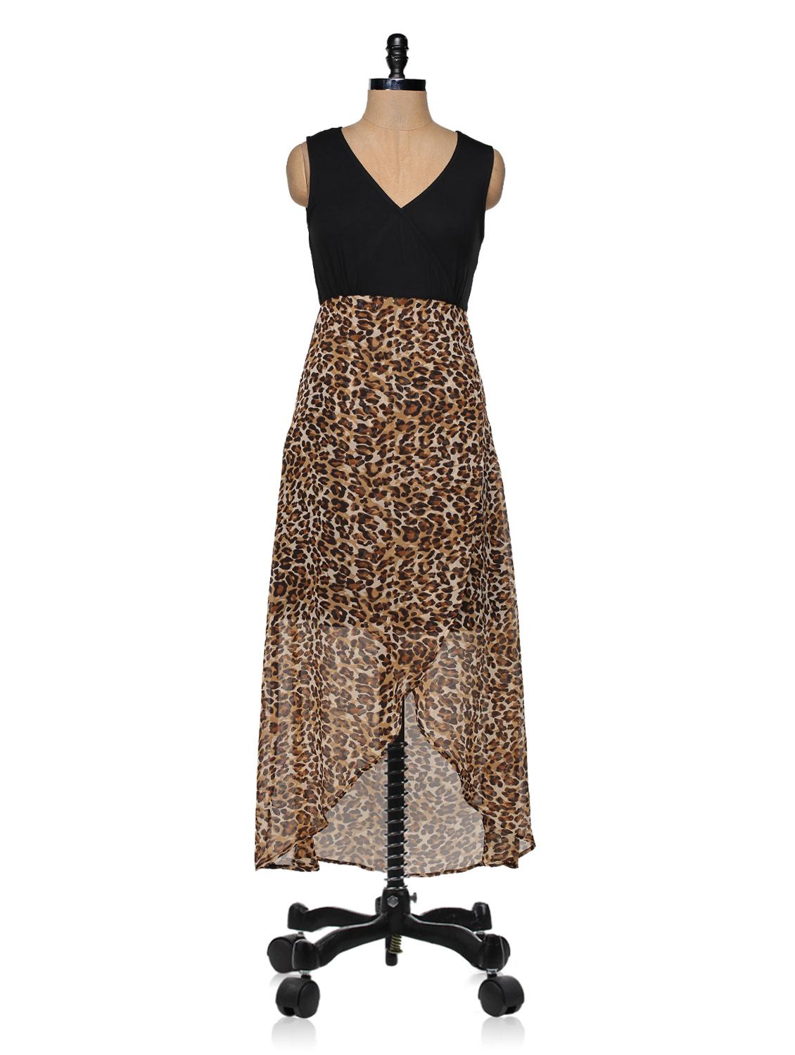 Black Printed High Low Maxi Dress - Magnetic Designs