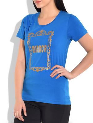 blue printed knitted cotton t-shirt - 9773087 - Standard Image - 2
