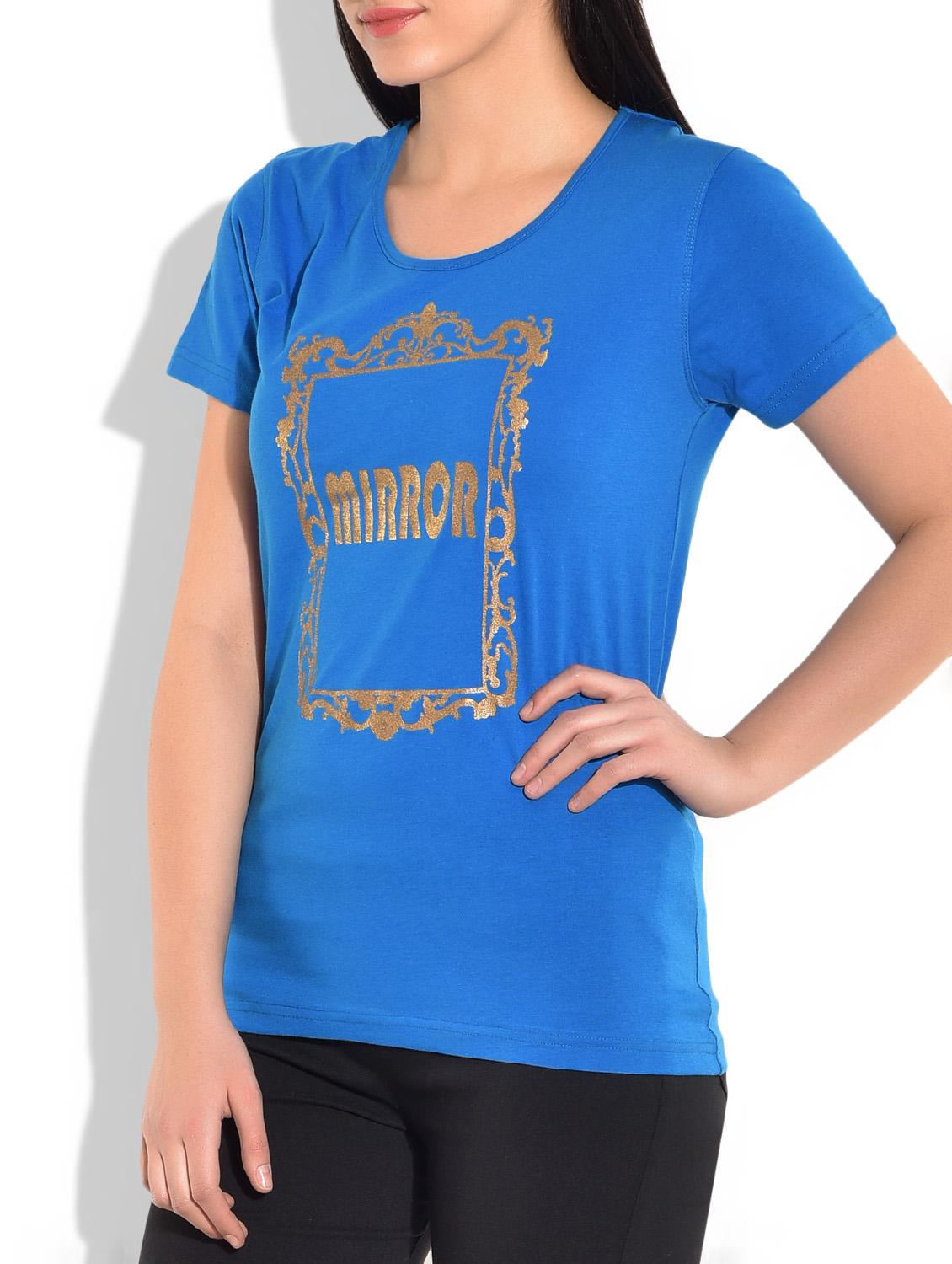 blue printed knitted cotton t-shirt - 9773087 - Zoom Image - 2