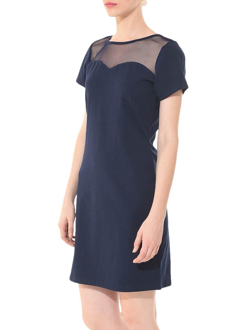 mesh panel short sleeved sheath dress - 9786311 - Zoom Image - 2