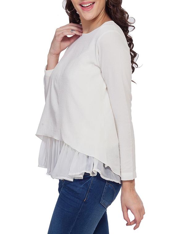frilled sheer overlay top - 9792184 - Zoom Image - 2