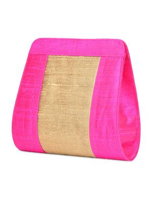 fuchsia and gold silk clutch - 9792245 - Standard Image - 5