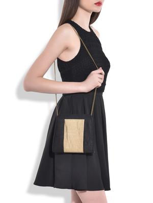 black and gold silk sling bag - 9792248 - Standard Image - 2