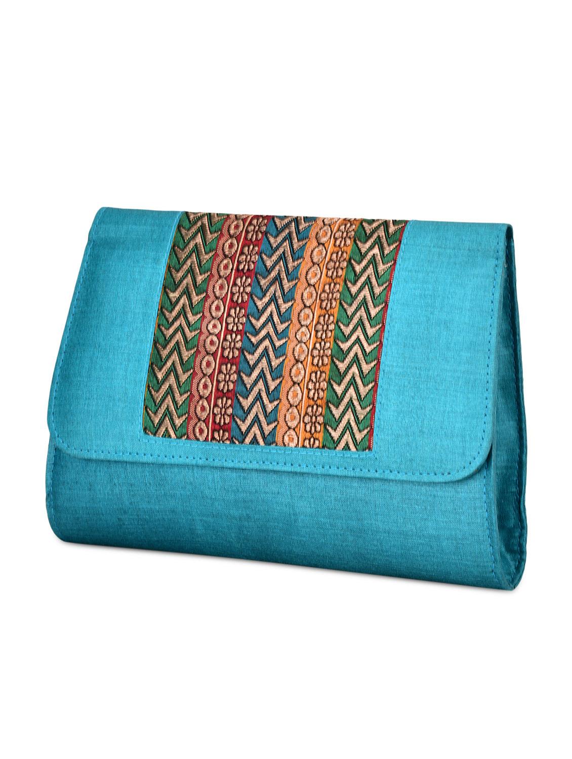 aqua blue brocade silk clutch - 9792260 - Zoom Image - 5