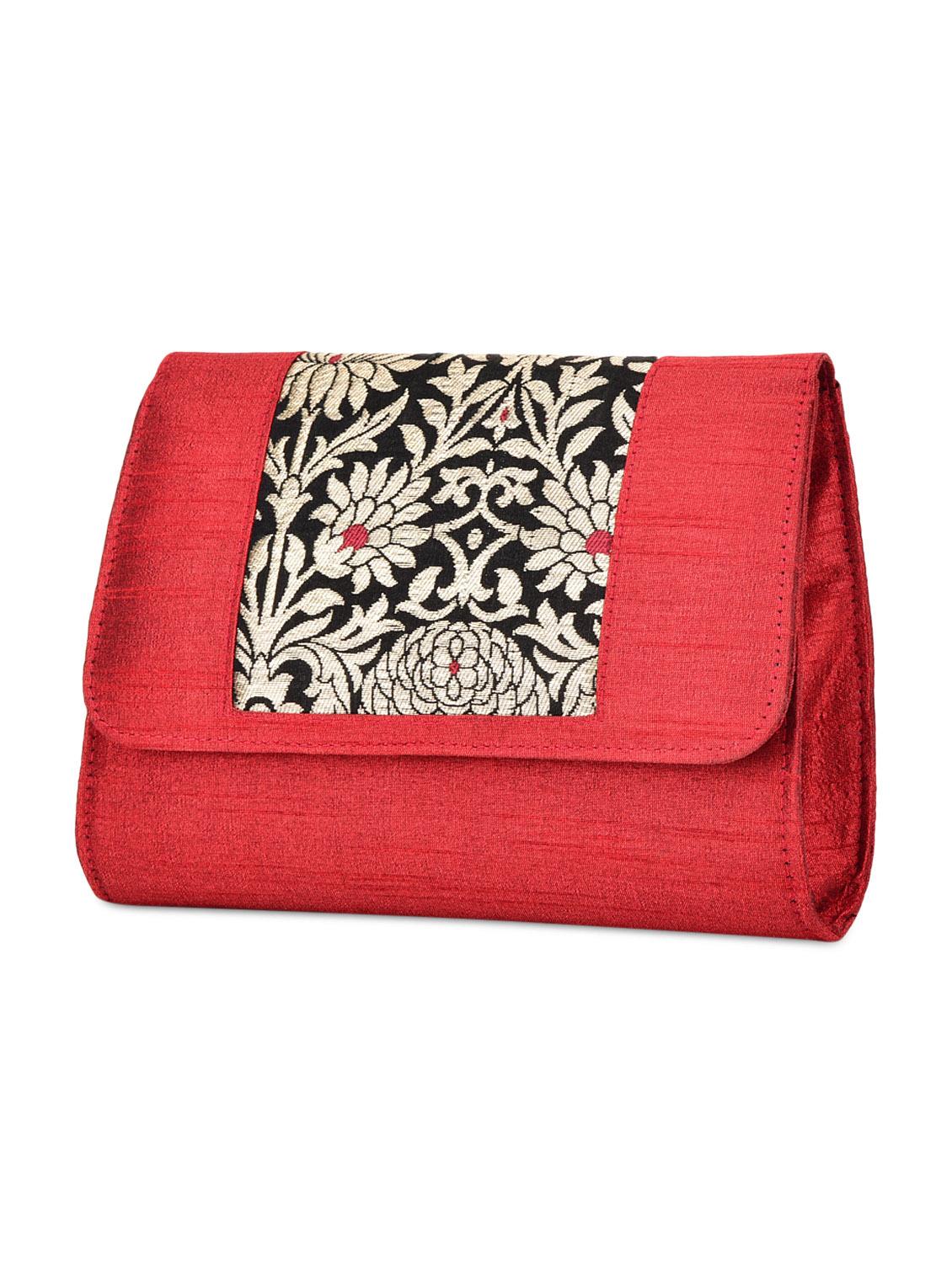 maroon brocade silk clutch - 9792262 - Zoom Image - 5