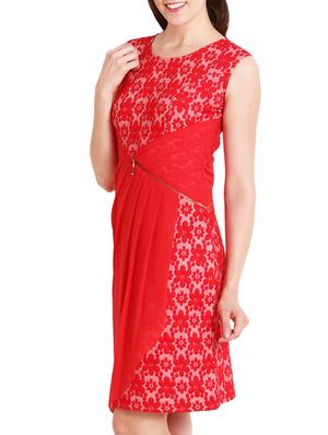 red georgette layered dress - 9794905 - Standard Image - 2