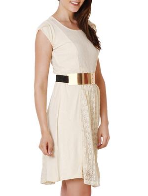 white polyster, lace dress - 9794917 - Standard Image - 2