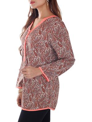 Paisley printed polycrepe top - 9797037 - Standard Image - 2