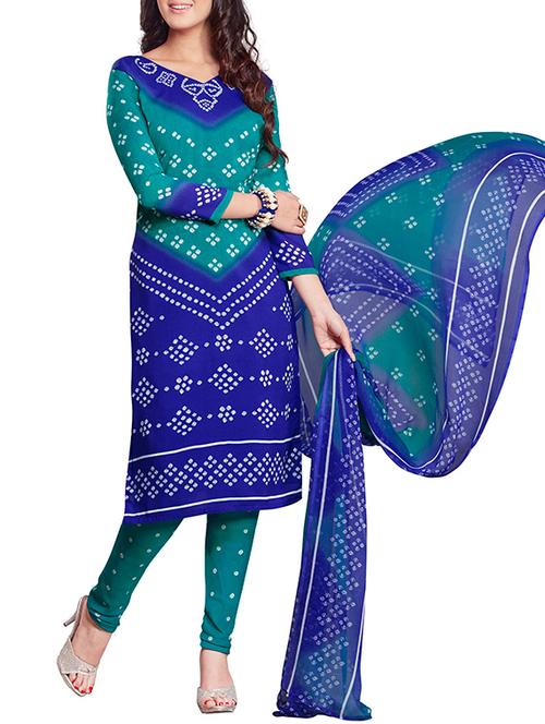blue printed crape suit piece - 9806339 - Standard Image - 1