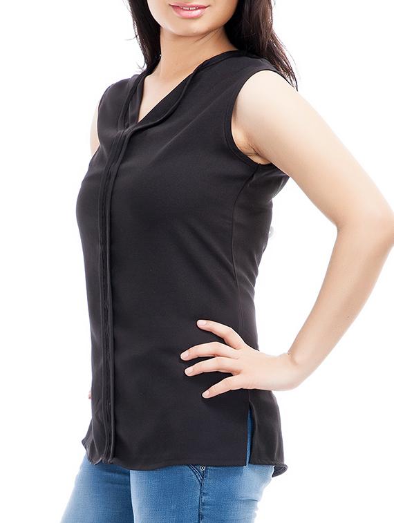 side slit sleeveless solid top - 9807103 - Zoom Image - 2
