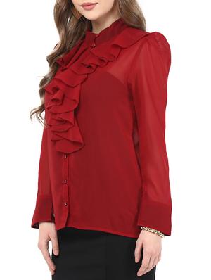 maroon Georgette shirt - 9811566 - Standard Image - 2