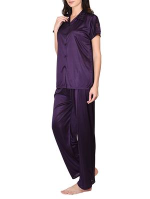 dark purple poly satin nightwear - 9813260 - Standard Image - 2