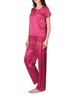 magenta poly satin nightwear - 9813267 - Standard Image - 2