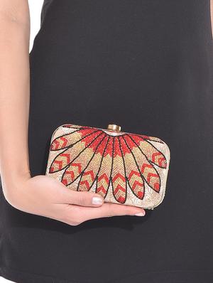 red and gold beaded clutch - 9819422 - Standard Image - 2