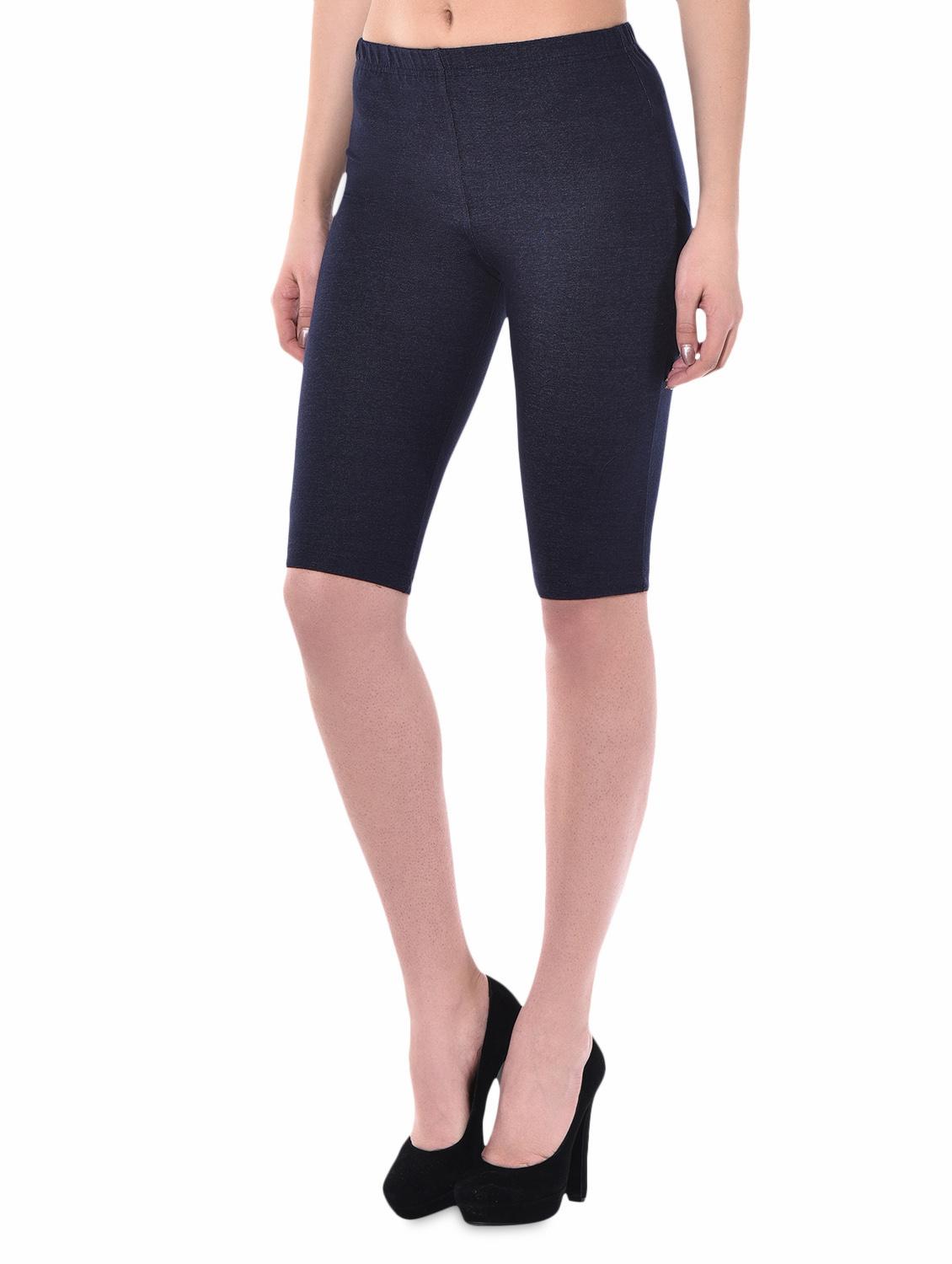 denim look stretch knit gym tights with back pocket - 9834398 - Zoom Image - 2