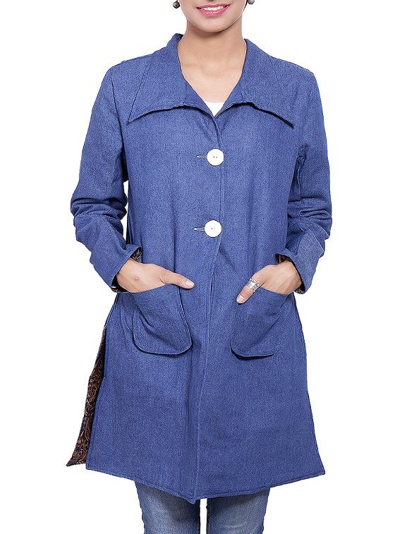 Blue Denim Winter Coat - By